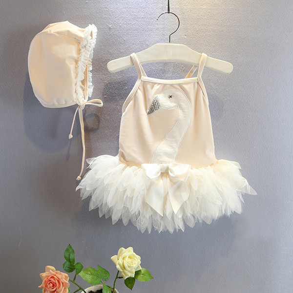 Costum de baie pentru copii elegant costum complet pentru fete cu panglica si palarie