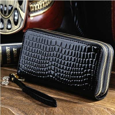 Women`s wallet made of eco leather with double zipper and handle