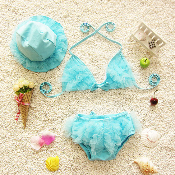 Costum de baie blând pentru fete pentru copii din două părți cu tul în patru culori