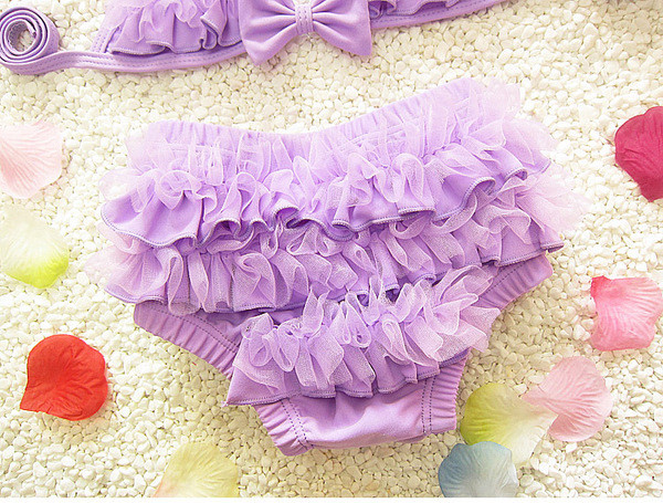 Costum de baie blând pentru fete pentru copii din două părți cu tul în patru culori