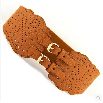 Ευρεία γυναικεία ζώνη με διπλή πόρπη οικολογικού δέρματος