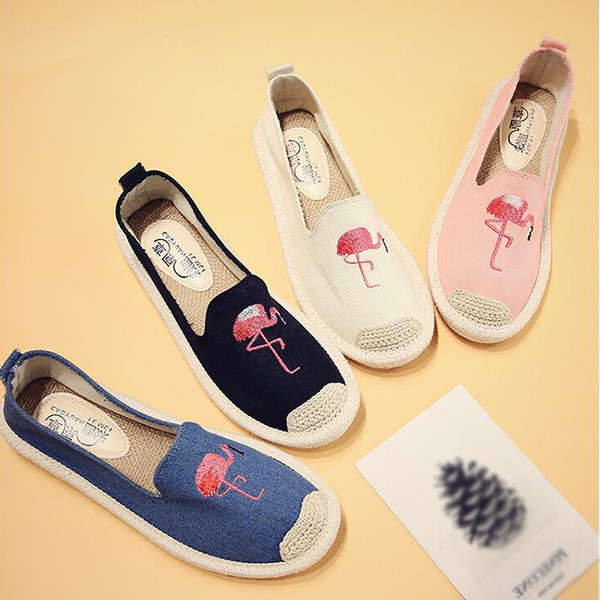 Espadrile de dama moderne in mai multe culori cu imprimeu flamingo, potrivite pentru utilizarea de zi cu zi