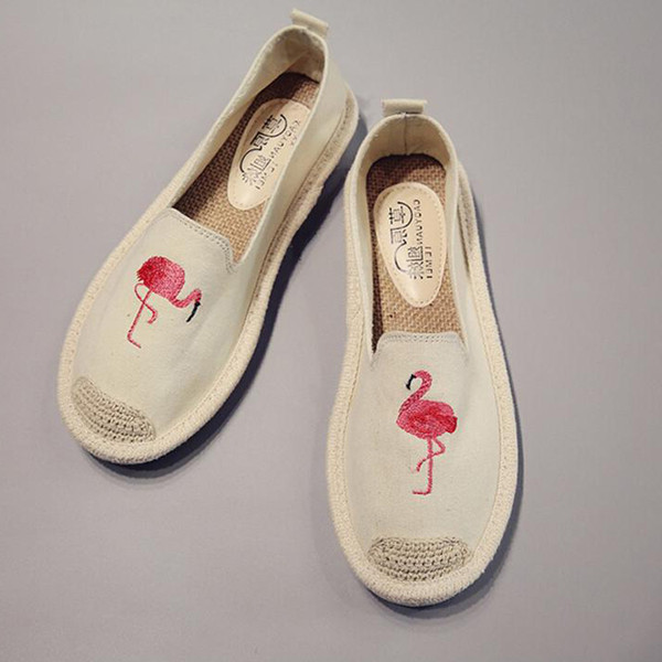 Espadrile de dama moderne in mai multe culori cu imprimeu flamingo, potrivite pentru utilizarea de zi cu zi