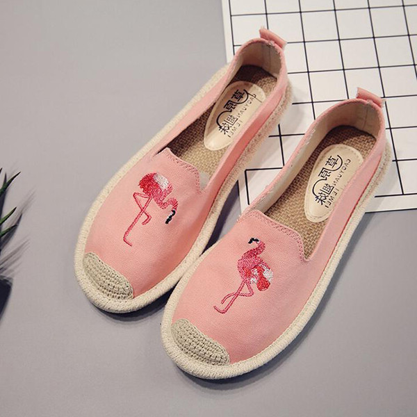 Espadrile de dama moderne in mai multe culori cu imprimeu flamingo, potrivite pentru utilizarea de zi cu zi