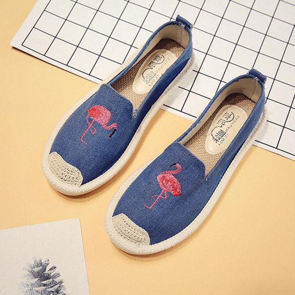 Espadrile de dama moderne in mai multe culori cu imprimeu flamingo, potrivite pentru utilizarea de zi cu zi