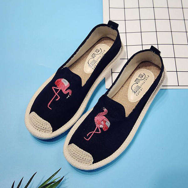 Espadrile de dama moderne in mai multe culori cu imprimeu flamingo, potrivite pentru utilizarea de zi cu zi