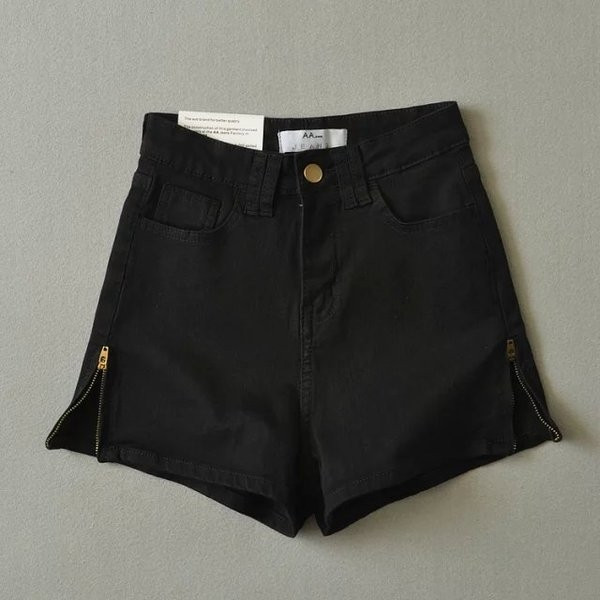 Pantaloni scurți de damă cu fermoar lateral decorativ în diferite culori proaspete