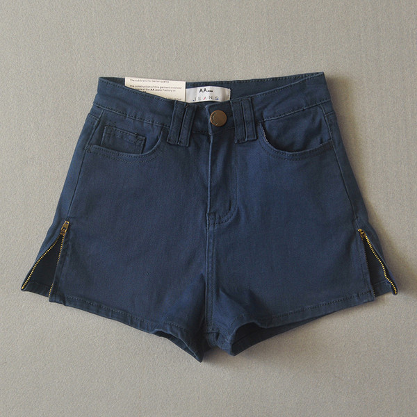 Pantaloni scurți de damă cu fermoar lateral decorativ în diferite culori proaspete