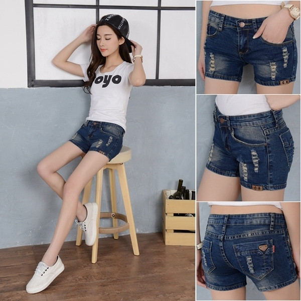 Blugi scurti albastru inchis pentru dama, potriviti pentru uzul de zi cu zi