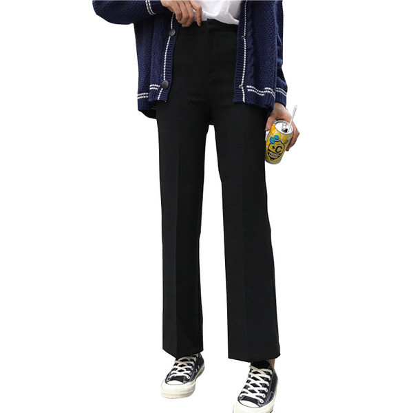 Sportiv - pantaloni eleganti cu talie inalta in negru