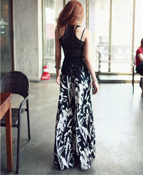 Pantaloni eleganti de dama, model lat, cu motiv floral colorat