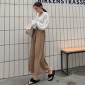 Pantaloni casual dama model lat cu talie inalta in doua culori