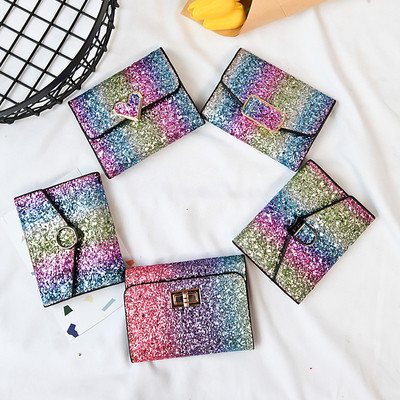 Дамски модерен портфейл с брокат в преливащи цветове