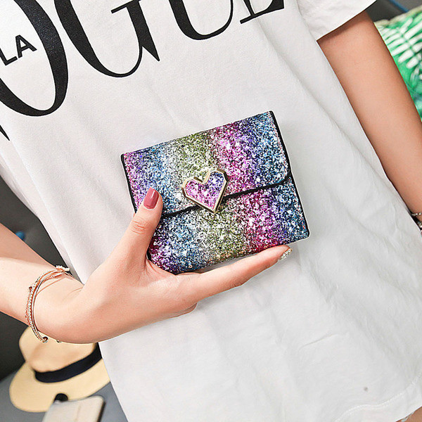 Portofel de dama modern cu brocart in culori irizate