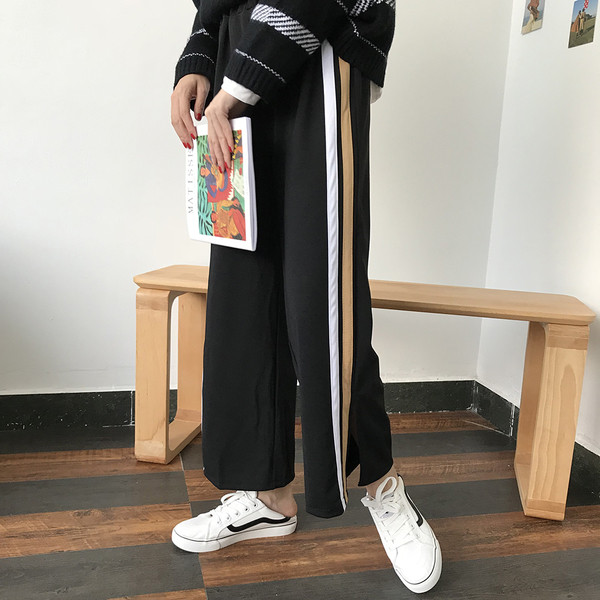 Αθλητικά - casual γυναικείο παντελόνι με έγχρωμο περίγραμμα - δύο χρώματα