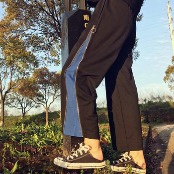 Спортно - ежедневен дамски панталон широк модел - черен цвят