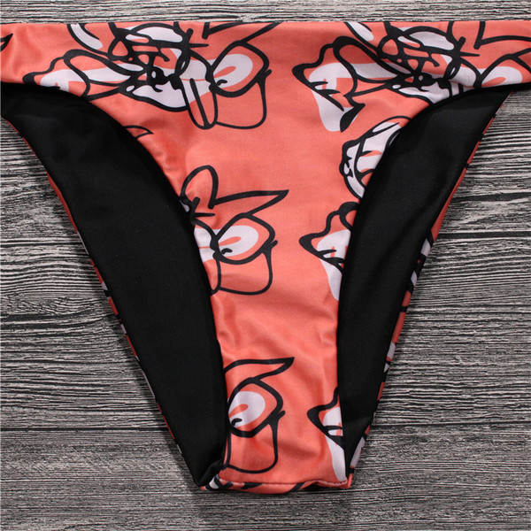 Γυναικείο μαγιό σε πορτοκαλί και μπλε χρώμα με εκτύπωση