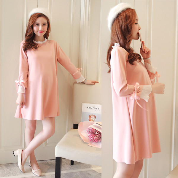 Rochie de dama cu maneca lunga in trei culori cu panglica