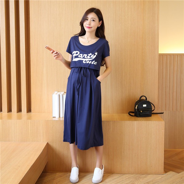 Rochie lungă de vară de damă cu inscripție în două culori