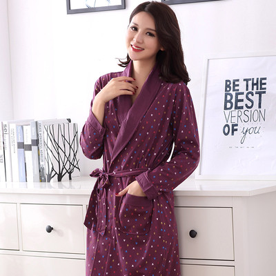Long cotton bathrobe in different models with floral motifs for the ladies