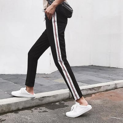 Pantaloni de dama sport si eleganti in negru cu margini