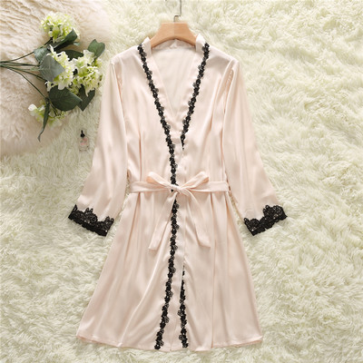 Σέξυ σατέν φόρεμα με δαντέλα σε δύο σχέδια - κοντά και μακριά μανίκια