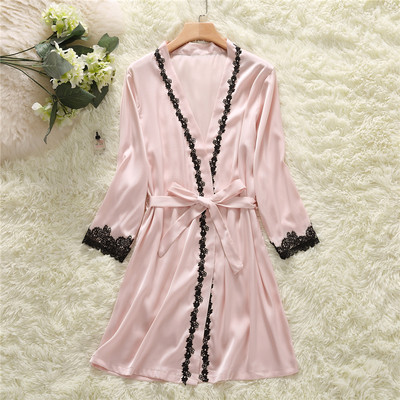 Σέξυ σατέν φόρεμα με δαντέλα σε δύο σχέδια - κοντά και μακριά μανίκια