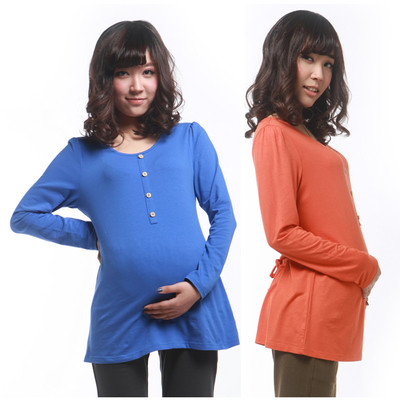Дамска тънка тениска с дълъг ръкав широк модел подходяща за бременни