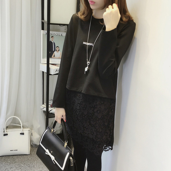 Tunica de dama model lat cu dantela in doua culori