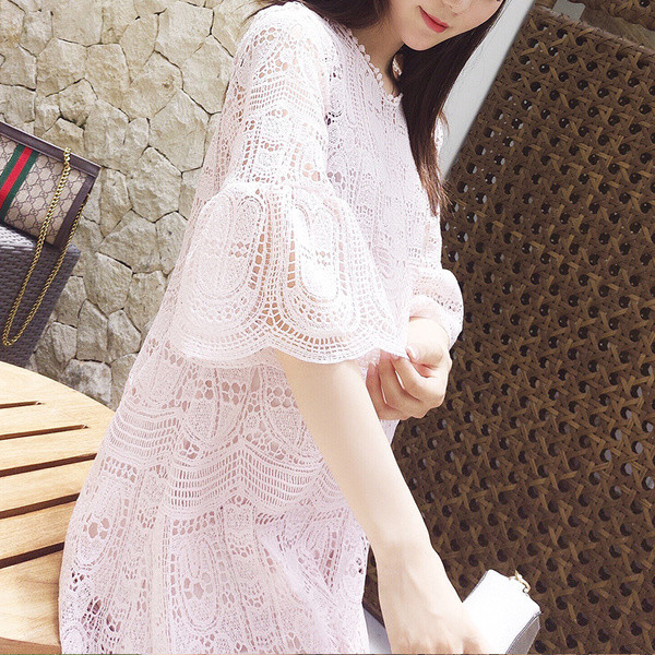 Rochie de dama din dantela cu captuseala in doua culori