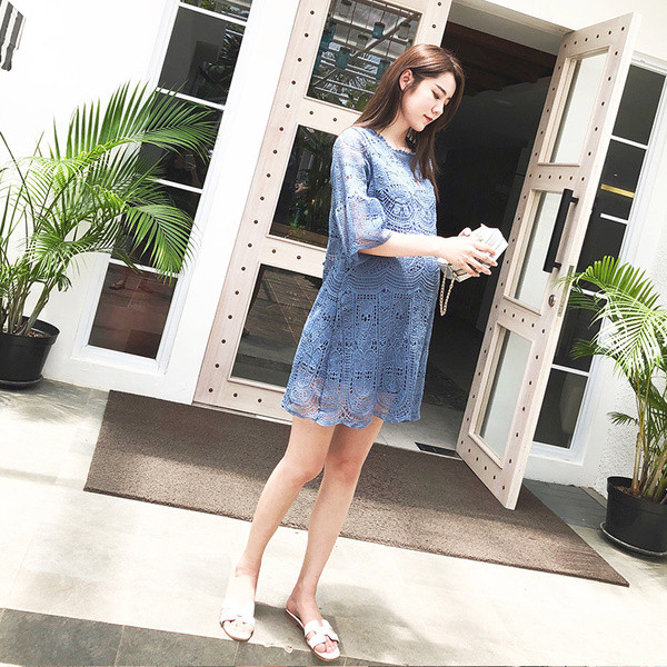 Rochie de dama din dantela cu captuseala in doua culori