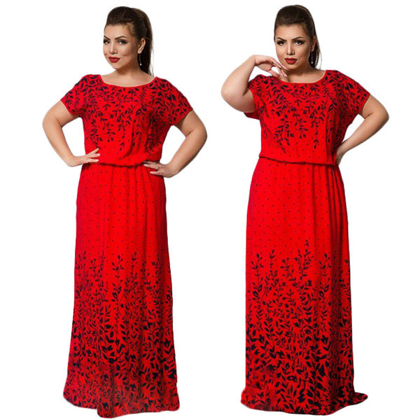 Rochie de dama de vara model lat cu maneci scurte in culori vii cu motive florale