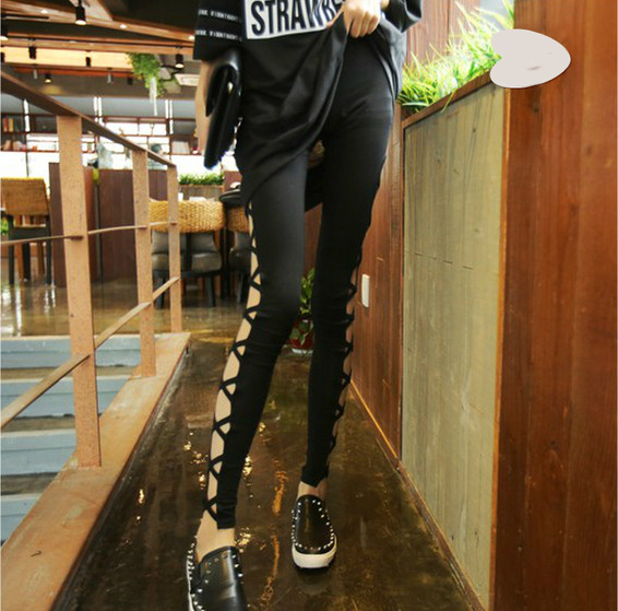 Hit jambiere negre de damă cu legături încrucișate pentru doamne