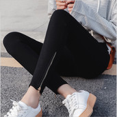 Modern női leggings dekoratív cipzárral nagy méretben