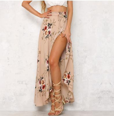 Γυναικεία φούστα με μεγάλη μέση κατάλληλη για παραλία σε floral μοτίβα