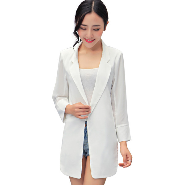 Geaca casual de dama fara nasturi cu maneci lungi in alb si negru