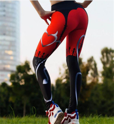 Elasztikus női leggings színes motívumokkal, bármilyen sporthoz alkalmas