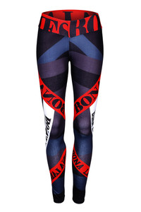 Női sport leggings magas derékkal, színes feliratokkal