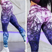 Női sport leggings lebegő tört színekben, magas derékkal
