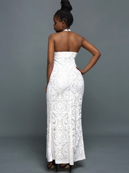 Rochie lunga eleganta cu decolteu deschis in doua culori