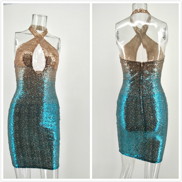 Κομψό γυναικείο φόρεμα  με πούλιες και ντεκολτέ σε σχήμα V