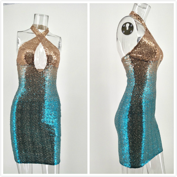 Κομψό γυναικείο φόρεμα  με πούλιες και ντεκολτέ σε σχήμα V