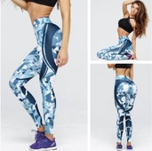 Női sport leggings magas derékkal, színes motívumokkal