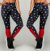 Női sport leggings piros szegéllyel, csillag elemekkel