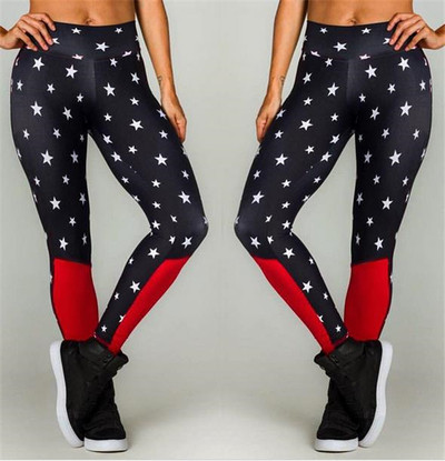 Női sport leggings piros szegéllyel, csillag elemekkel