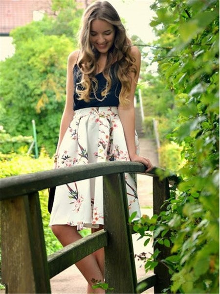 Μακρύ γυναικεία φούστα με υψηλή μέση σε έγχρωμη εκτύπωση