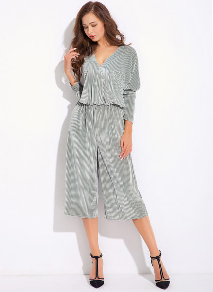 Salopetă de damă modernă din catifea cu mâneci lungi și lungime sub genunchi