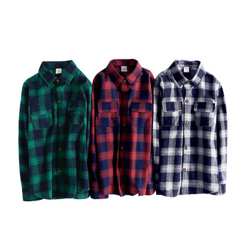 Κομψό παιδικό  πουκάμισο για τα αγόρια με σχήμα V γιακά, μακριά και κοντά μανίκια, τρία μοντέλα σε διάφορα χρώματα