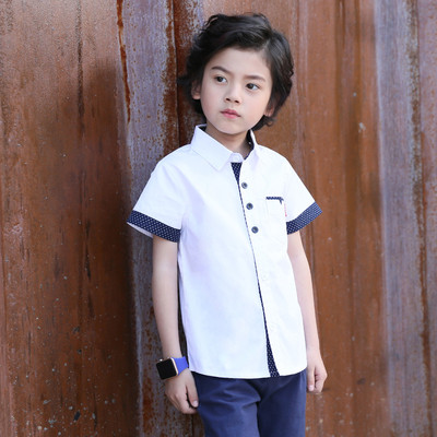 Cămașă pentru copii stilată pentru băieți cu decolteu în V, mâneci lungi și scurte, trei modele în mai multe culori