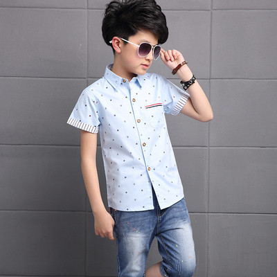 Cămașă pentru copii stilată pentru băieți cu decolteu în V, mâneci lungi și scurte, trei modele în mai multe culori